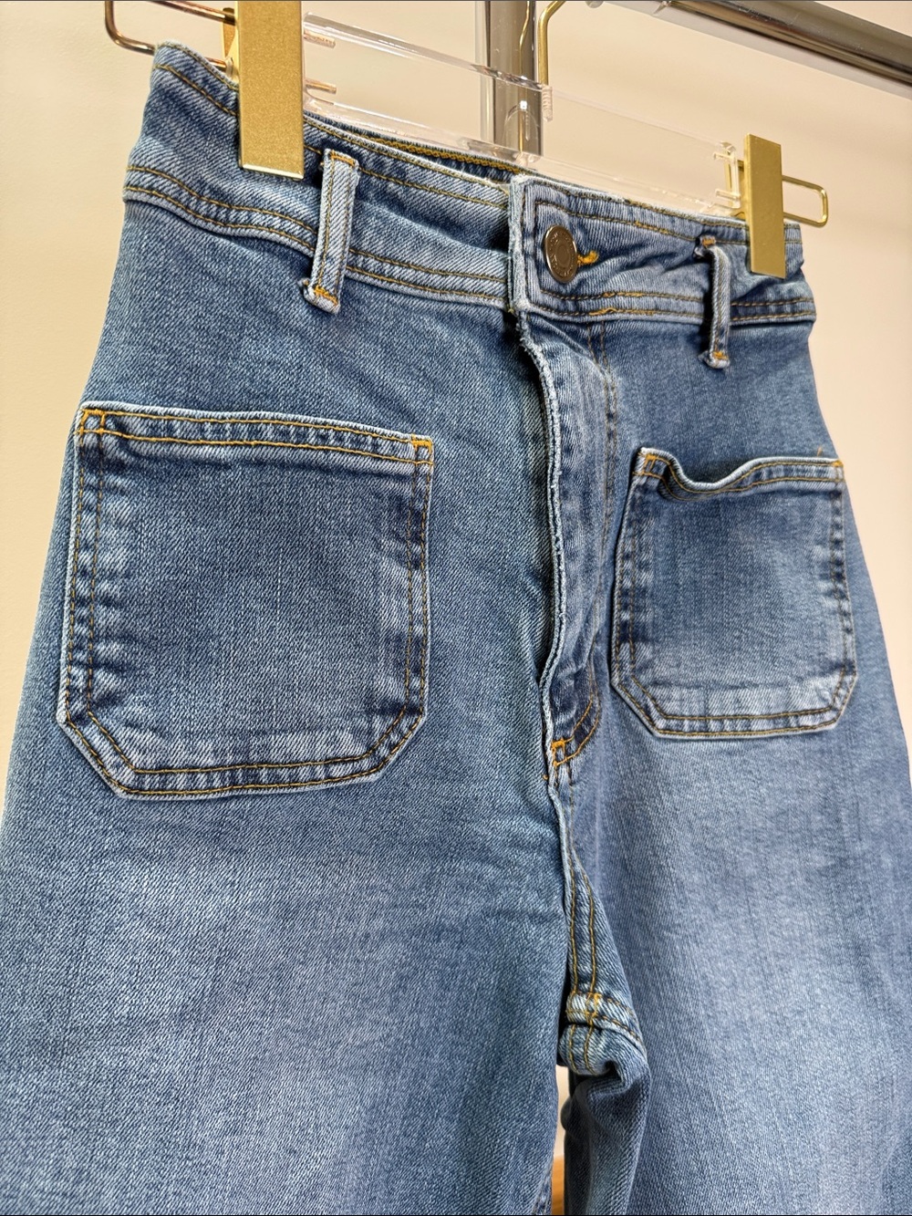 Zara High Rise Wide Leg Patch Pocket Jeans Size 0 - Picture 2 of 3